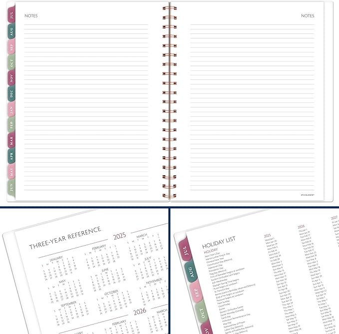 AT-A-GLANCE Planner 2025-2026 Academic, Weekly & Monthly, 8-1/2" x 11", Large, Monthly Tabs, Flexible Cover, Badge Floral (1734F-905A)