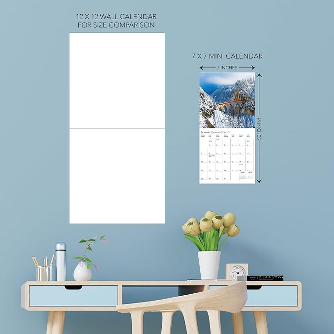 Graphique 2024 Passport to the World Mini Wall Calendar | 7” x 7” | Thick Paper | Home & Office Organizer | Large Monthly Grid | 3 Languages & Marked Holidays | 4 Month Preview Page for 2025
