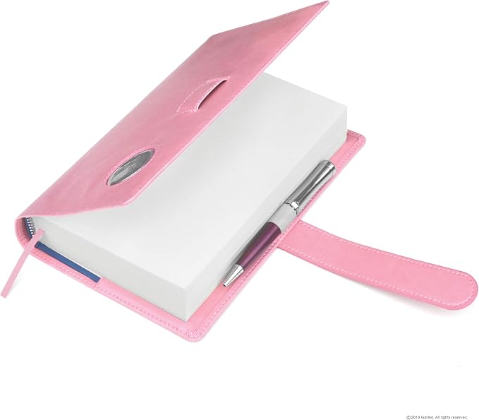 GALILEO® Single AA Big Book Cover | PU Leather AA Book Covers for Hardcover | Medallion Holder | AA Gift | Alcoholics Anonymous | Premium Design (Plain/Coin Pocket/Pink)