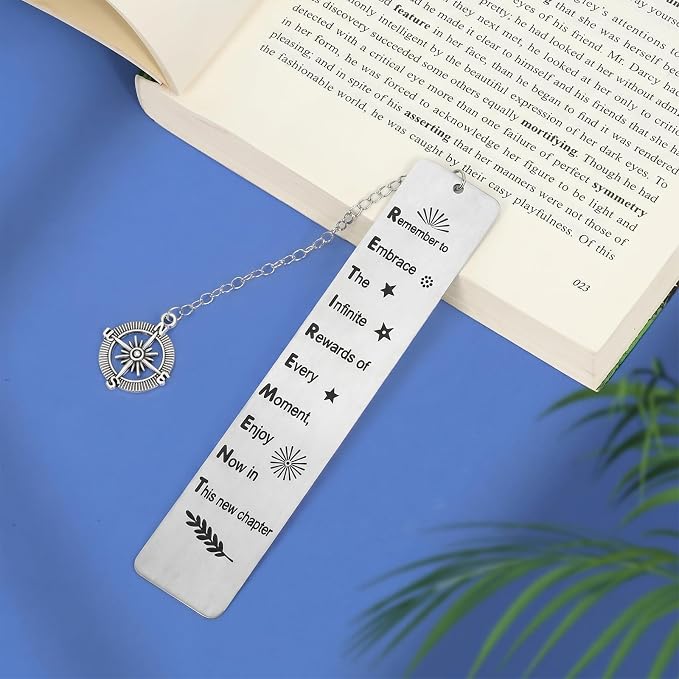 Retirement Gifts for Women, Kaluofan 2026 Teacher Retirement Gift for Women, Bookmarks for Women Men, Happy Retirement Enjoy The Next Chapter Bookmark with Compass Pendant Best Wishing