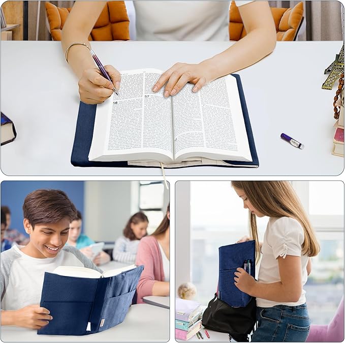 Canvas Book Covers, Washable Book Protector, Book Cover for Paperback Novels, Adjustable Book Cover for Hardcover with Pockets for Pen, Soft Cover Books, Book Lovers Gifts
