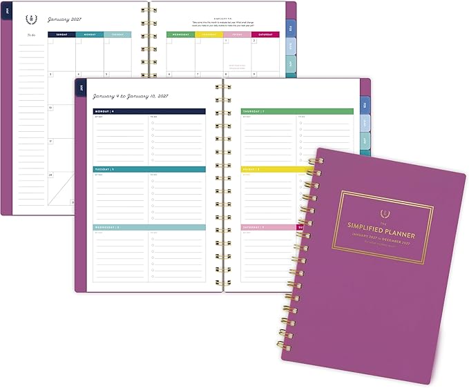 AT-A-GLANCE 2027 Planner, Simplified by Emily Ley, Weekly & Monthly, 5.5" x 8.5", Nostalgia Pink (EL60-200-27)