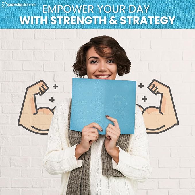Panda Planner 2026 Undated Daily Planner 90 Day Planner โ 3-Month Goal Setting & Productivity Journal โ VIA Strength-Based Happiness & Organization Planner โ Weekly & Monthly Agenda โ 5.75" x 8.25" Hardcover Light Blue