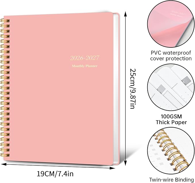 Monthly Planner 2026-2027, 2026 Calendar 24 Months Planner, JAN 2026 - DEC 2027, 7.4"x9.4", Personal Organizer with Monthly Goals, To-Do List, Habit Tracker, 24 Monthes for School Office Home Planning