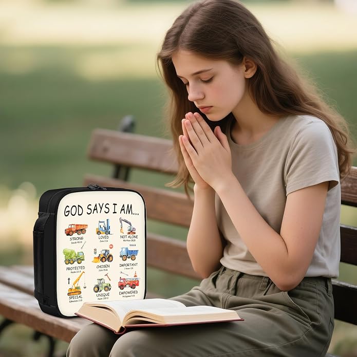 Bible Cover for Women, Bible Holder, Bible Cover With Handles, Bible Carrying Case, Bible Bags With Zipper and Pockets