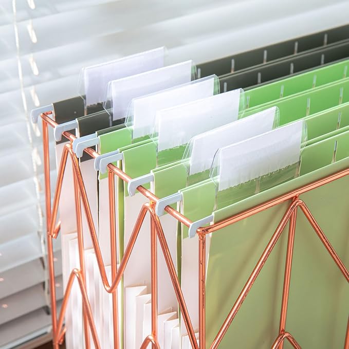 6 Pack Extra Capacity Hanging File Folders Letter Size, Reinforced Expandable Folders with 1/5-Cut Tabs for Filing Cabinets, Durable Office & Home Organizer, Green