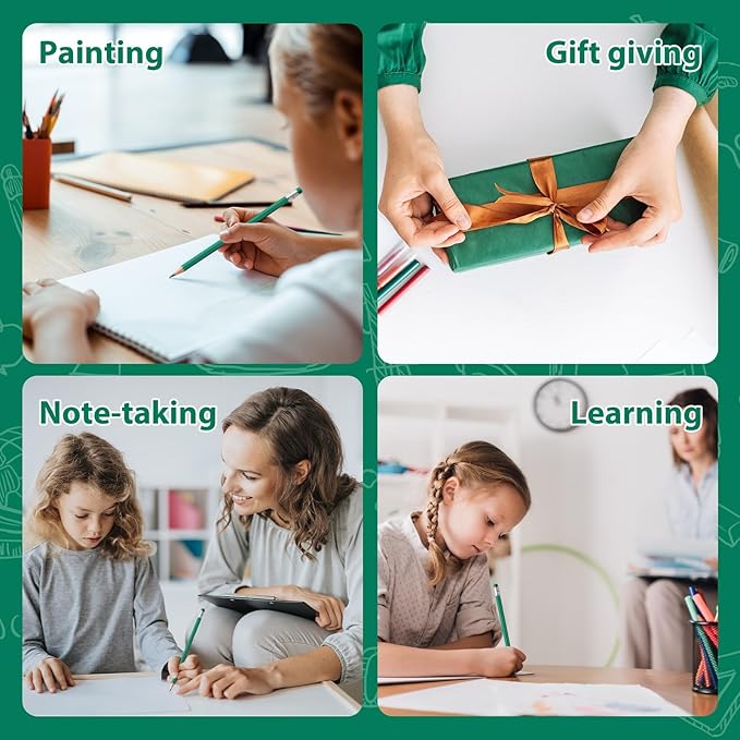 48 PCS Green Pencils Bulk with Eraser, Pre-Sharpened HB Pencils for Writing & Drawing, School Supplies for Kids Homework, Tests, Art Crafts & Teacher Grading (Green)