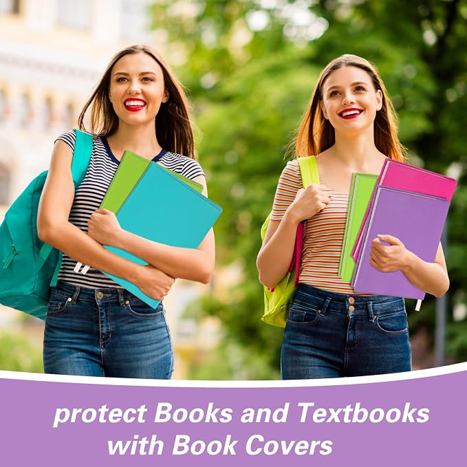 Gilprop 6 Pack Stretchable Book Covers 6-9 Inch Colored Fabric Reusable Book Protector Sleeve for Hardcovers Textbook Protection Supplies(Neon Color)