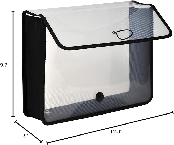Lion Expand-N-File Poly Expanding Wallet, Letter (9-1/2 inch x 12 inch), 3 inch Gusset, Clear, 1 Wallet (48160-CR)