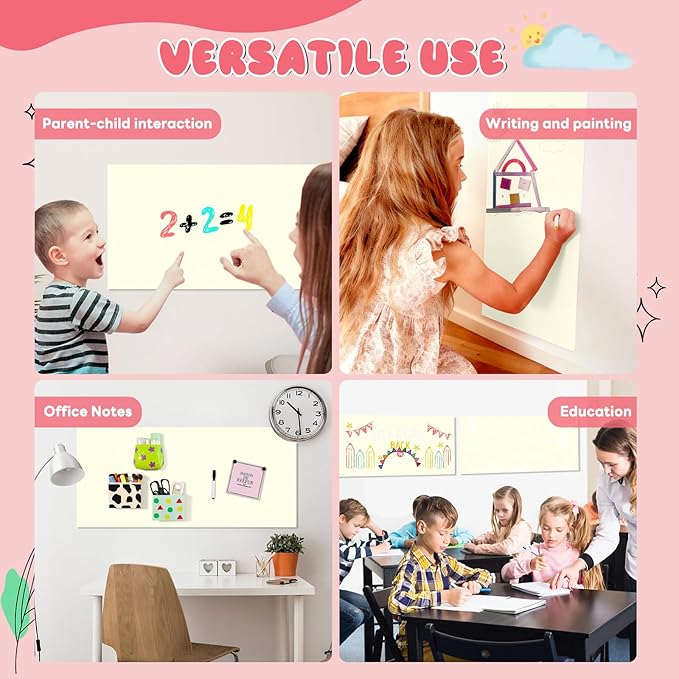 Magnetic Wall Decal for Kids,32x40 Inch Arched Magnetic Chalkboard for Wall,Suitable for Home Decoration Wallpaper and Children's Game Room (Yellow, 16x40 Inch)