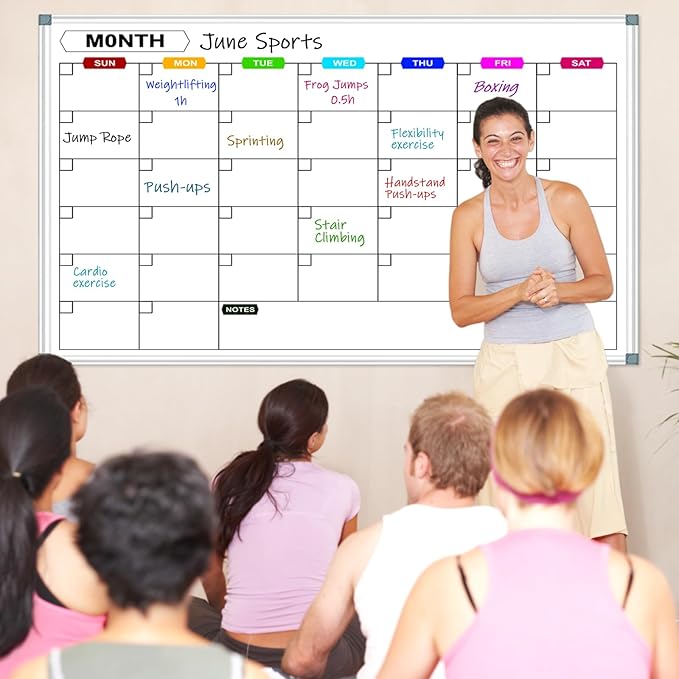 Large Monthly Calendar Whiteboard for Wall 72" x 40", Dry Erase Board Calendar for Wall Mounted Board, Office White Board Monthly Planning Board Bulletin Board for School, Home Use