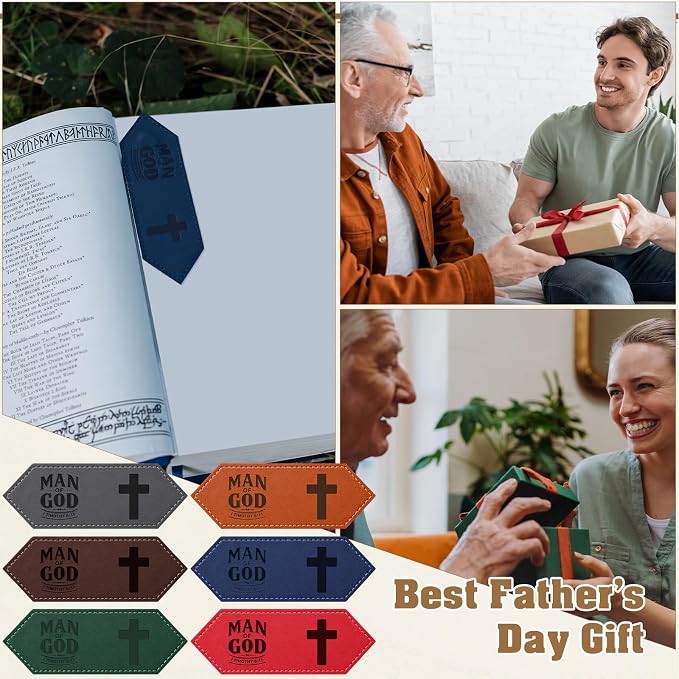 Colarr 18 Sets Christian Gifts for Men, Man of God Magnetic Leather Bookmarks with Bible Verse Cards & OPP Bags, Religious Gifts for Father's Day, Church, Pastor, Priest, BibleStudy (Magnetic)