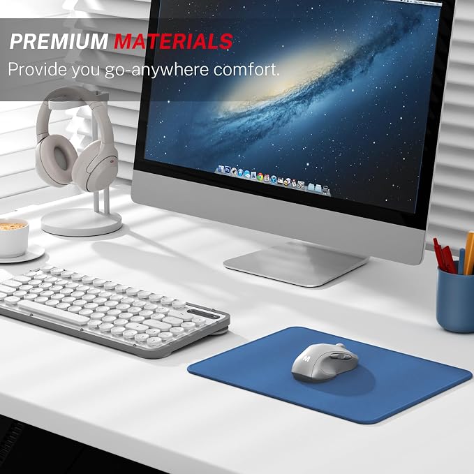 MROCO Essential Office & Gaming Mouse Pad, 8.5 x 11 Inch, Navy Blue | Anti-Fray Stitched Edges, Functional Pattern Design, Non-Slip Rubber Base, Water and Stain Resistance