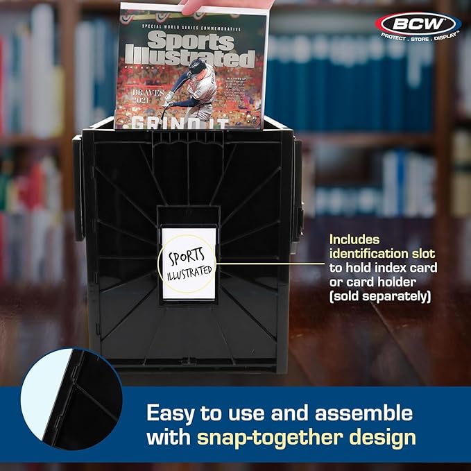 BCW Magazine Document & Comic Book Storage Bins | Durable Magazine Bin | Magazine Storage Box for Sorting and Organizing | Heavy Duty & Stackable Plastic - Fits all Comics (2 Pack)