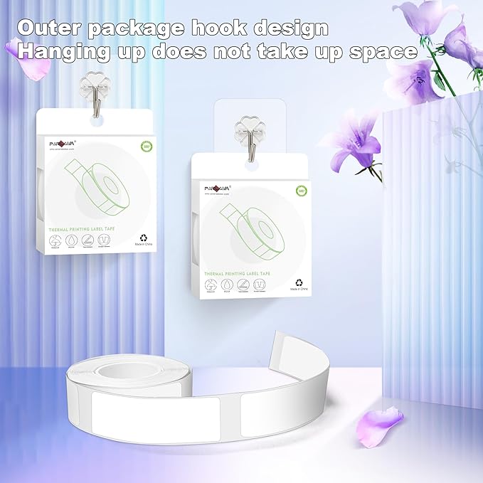 PARLAIM Label Maker Tape,14X50MM(1/2" X1 7/8") Thermal Label Stickers,Thermal self-Adhesive Label Compatible with D30 Label Maker,Thermal Label Paper for Home/Office/130pcs/Roll White