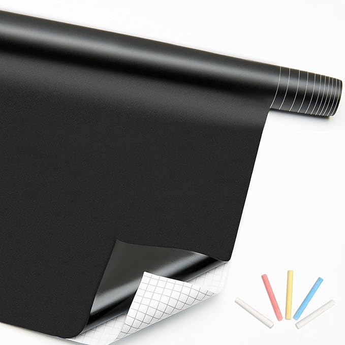 Trazzo Chalkboard Contact Paper Peel and Stick Chalk Board Wallpaper Roll Extra Large Chalkboard Paper for Wall Chalk Board Paint Blackboard