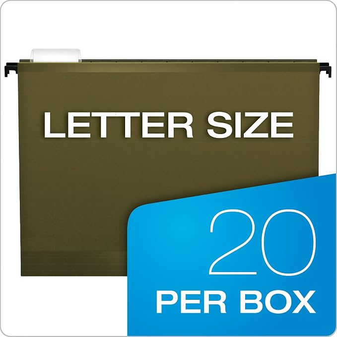 Pendaflex SureHook Reinforced Hanging Folders,Letter Size,Standard Green,20 per Box (8-1/2 x 11),(Pack of 5)