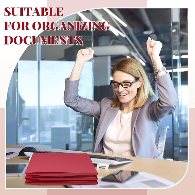 Skyygemm 24 Pack Large Classification Folders, 1 Divider Pressboard File Folder with Fasteners, Expanding File Organizer Bulk for School Teachers, Office Employee, Coworker, Staff(Red)