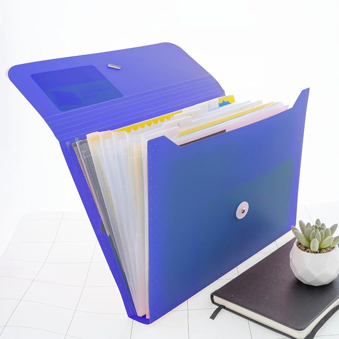 BAZIC Products 13-Pocket A4/Letter Size Poly Expanding File, for Documents Office School, Case of 6