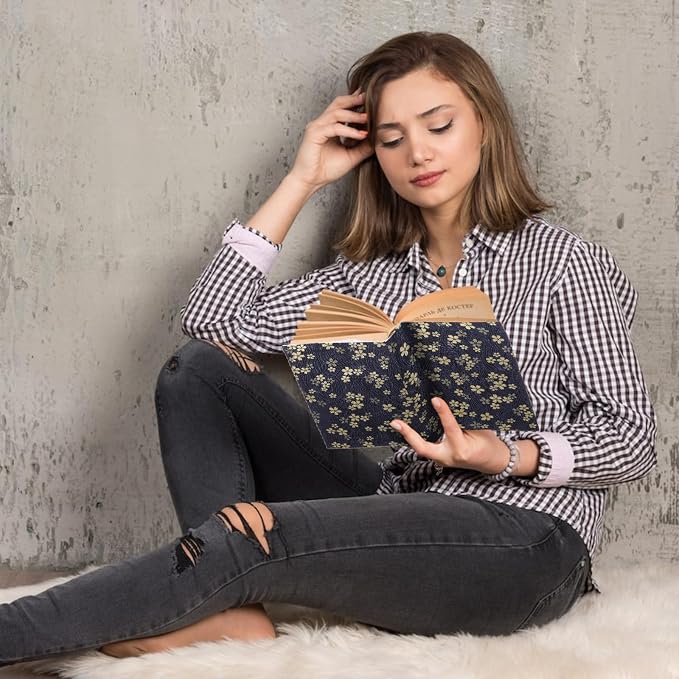 Book Covers for Paperbacks,Book Cover Protector Adjustable Fabric Fit A5 Size 5.5x8.2 Inch Paperbacks for Hardcover Softcover Novels Protection