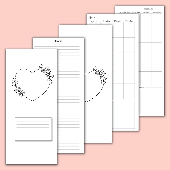 Undated Monthly Calendar Refills for Letter, Junior, Classic, Skinny, Mini size Discbound Planners Fİtts Happy Planners Levenger Circa TUL Staples Arc Notebook Office (9-Disc, 4.1"x9.25", Love)