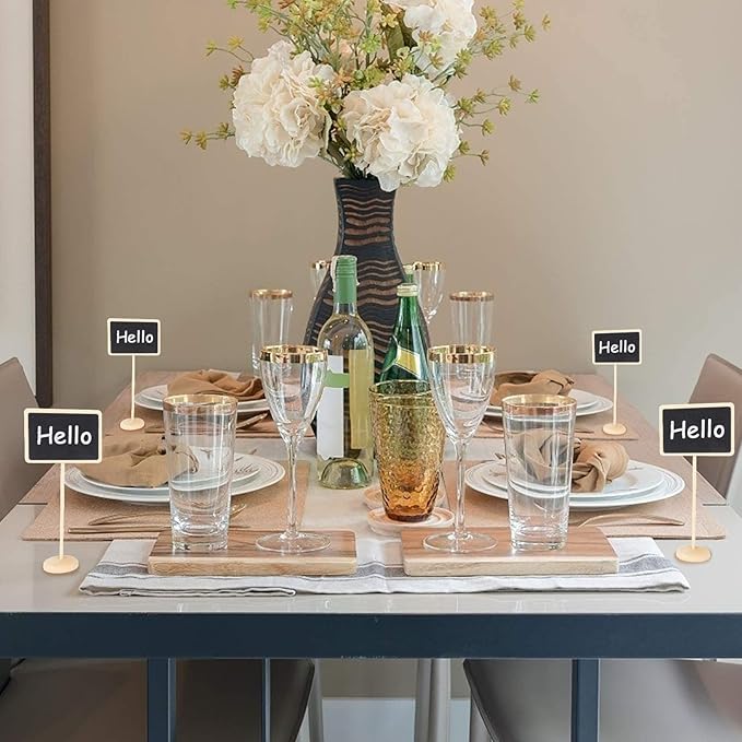 Chalkboard Labels Mini Chalkboards Signs, 12 Pack Small Chalkboards Blackboard with Easel Stand for Weddings, Birthday Parties, Message Board Signs and Event Decorations (6.3Inches Height)