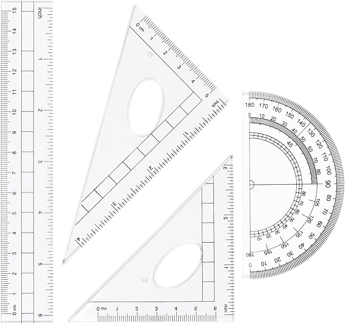 Vobou Math Geometry Kit Sets 10 Piece Student Supplies with Shatterproof Storage Box,Includes Rulers,Protractor,Compass,Eraser,Pencil Sharpener,Lead Refills,Pencil,for Drafting(Pink)