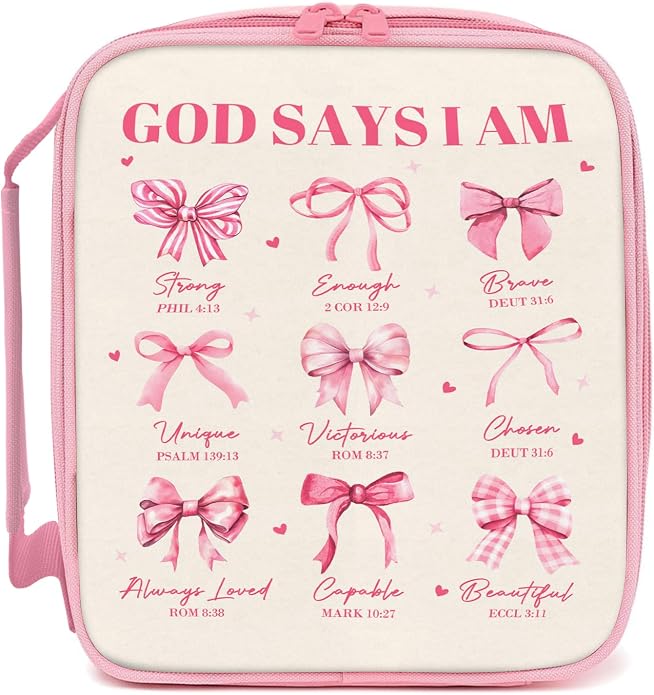 Bible Cover for Women, Bible Holder, Bible Cover With Handles, Bible Carrying Case, Bible Bags With Zipper and Pockets