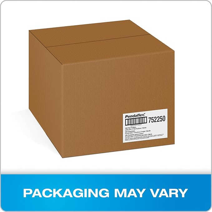Pendaflex File Folders,250 Bulk Package,Durable Manila Folders,Letter Size (8.5" x 11"),3 Tabs for Easy Labeling,Everyday Filing Essential for Offices,Classrooms&Home Document Organization (Pack of 2)
