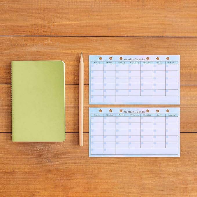 Veemoon Monthly Planner Refill for 6-ring Binder A6 Size with 14 Undated Gradient Color Sheets, Monthly and Weekly Calendar Inserts for Budget, Meal Planning, and Home Organization