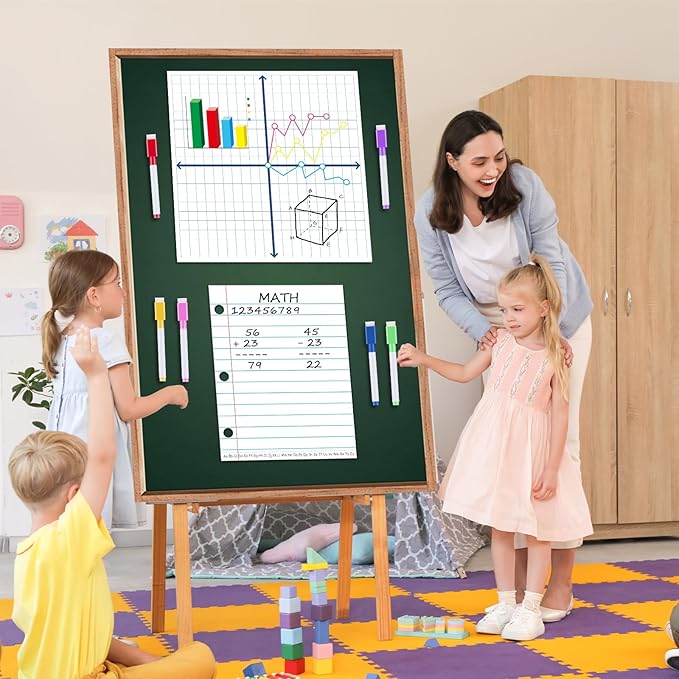 Giant Magnetic Graph Grid XY Coordinate Paper for Whiteboard Dry Erase Magnetic Lined Notebook Handwriting Paper Magnets with 6 Writing Pen for Teacher Math Classroom Must Have