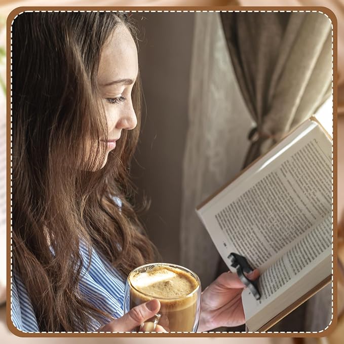 MotiMind 3 Pcs Wooden Thumb Book Page Holders One-Hand Reading Bookmarks for Book Lovers Portable Wood Books Holders for Thick Thin Books Bookworm Gifts for Women Readers(Cat,Medium)