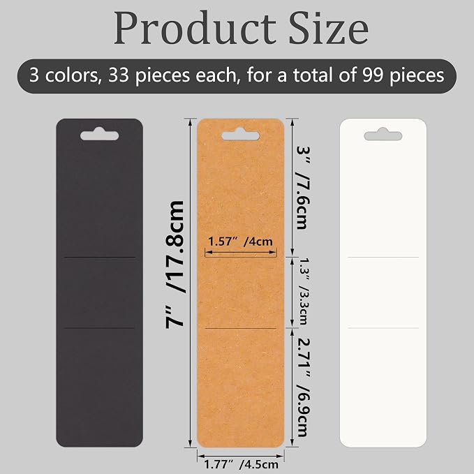 99Pcs DIY Resin Bookmark Sleeves Paper Wrapping Supplies for Small Business Gift Decoration Party Favor 3 Colors