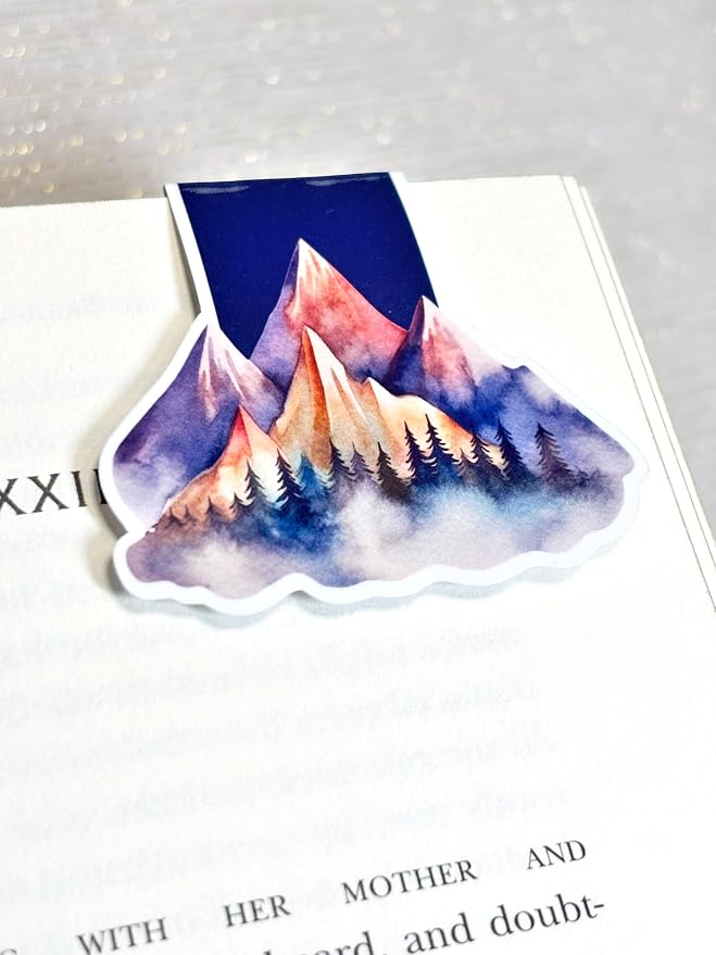 creates Magnetic Bookmark For Reading Journals Planners Scrapbooking Office Supplies Cute And Funny Bookmark For Bookworms Matte Laminate Double Sided Handmade (Mountains)
