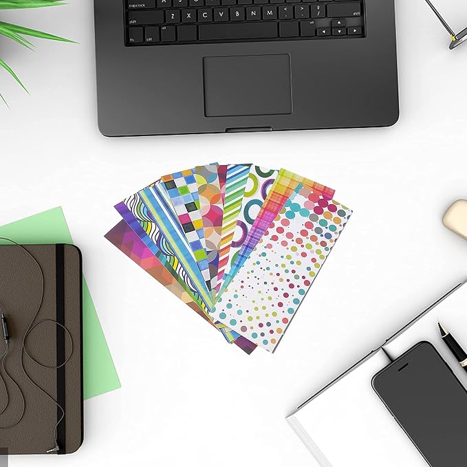 Paper Bookmarks for Kids, 160 Colored Laminated Book Markers for Reading - Creative Optical Bookmarks for Stationery Supply