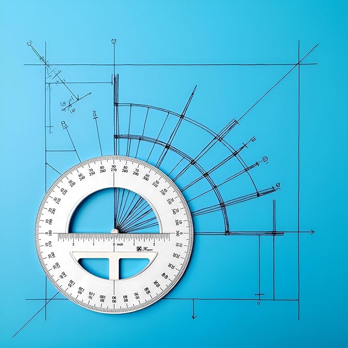 1Pc White 360 Degree Protractor Round Ruler Gauge Angular Drafting Tools Circle Protractor for School Education Office Classroom 6 Inch, Protractors, Writing and Correction Supplies
