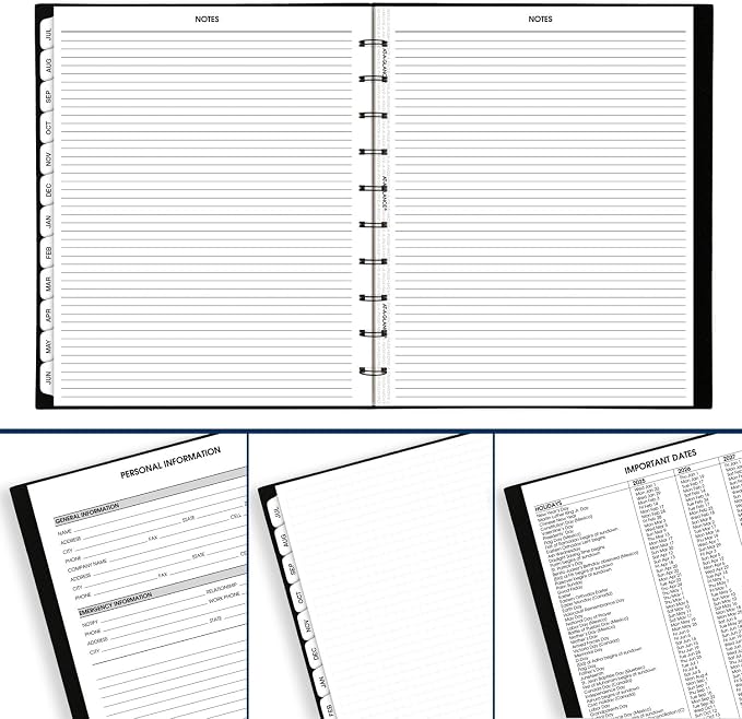 AT-A-GLANCE Planner 2025-2026 Academic, Weekly & Monthly, Quarter-Hourly Appointment Book, 9" x 11", Large, Monthly Tabs, Flexible Cover, Move-A-Page, Black (70957E05)