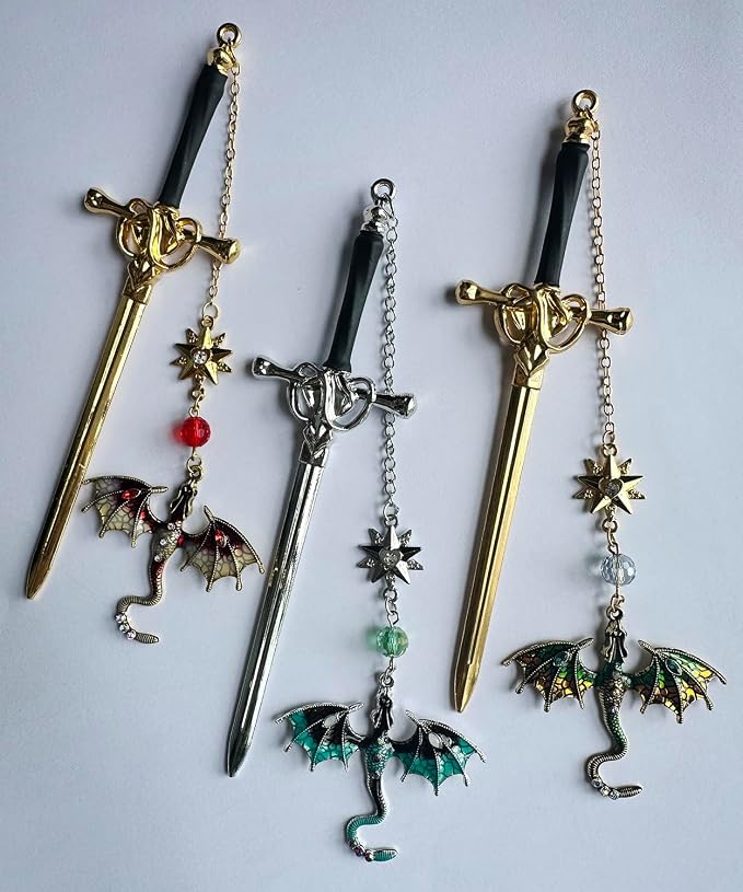 Letter Opener Envelope Slitter Mail Opener Tool Fourth Wing Fantasy Dragon Sword Bookmark, Inspirational Bookmarks for Book Lovers, Bookworm Reader School Office Supplies Gift Red Dragon