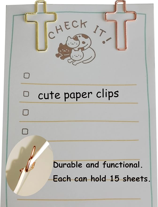 50 PCS Cross Paper Clips for Bible Study, Rose Gold Desk Accessories Christian Appreciation Gifts for Women