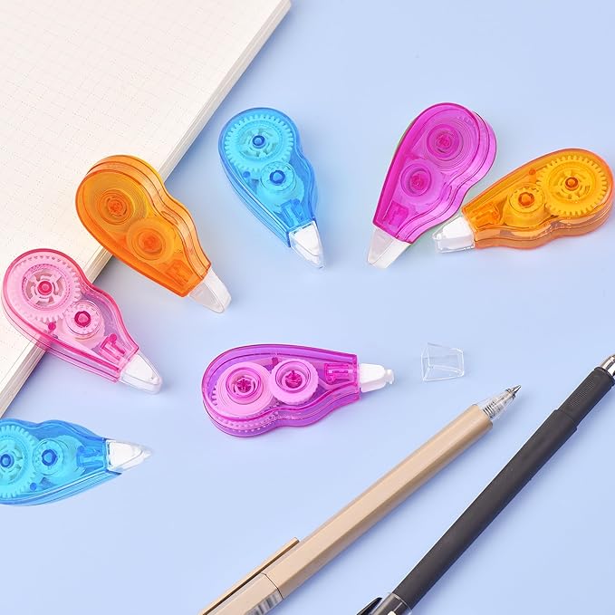 8-Count Pack Correction Tape, 13.12ft, Easy to Use Mini Correction Tape, Dry Instant Tear-Resistant and Silent, School Office Supplies, Multicolor