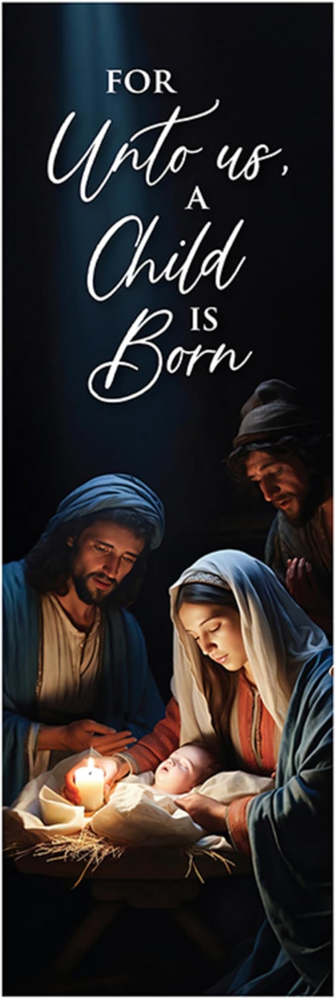 Christian Brands Christmas Banner – Shepherd “For Unto Us a Child Is Born” Church Banner, 2' x 6'