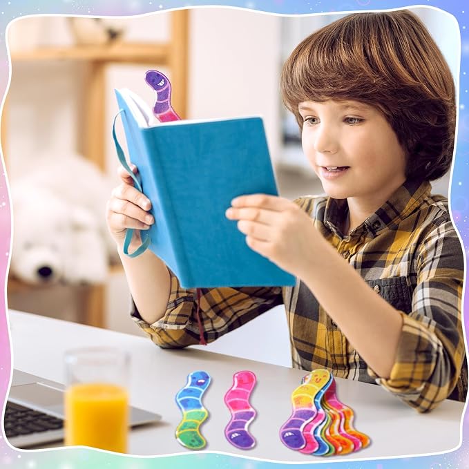 100 Pcs Worm Bookmarks Bulk for Kids End of The Year Gifts for Students Back to School Bookmarks for Students Teachers Classroom Rewards Reading Party Favors for Book Lovers Bookish Supplies