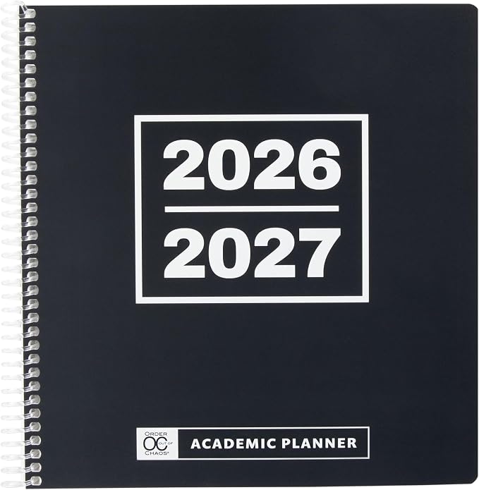 Order Out Of Chaos Academic Planner 2026-2027 Daily Weekly and Monthly Calendar, School Agenda Book, July 2026-June 2027 planner 8.5x8.25 Homework Organizer (Night Mode)