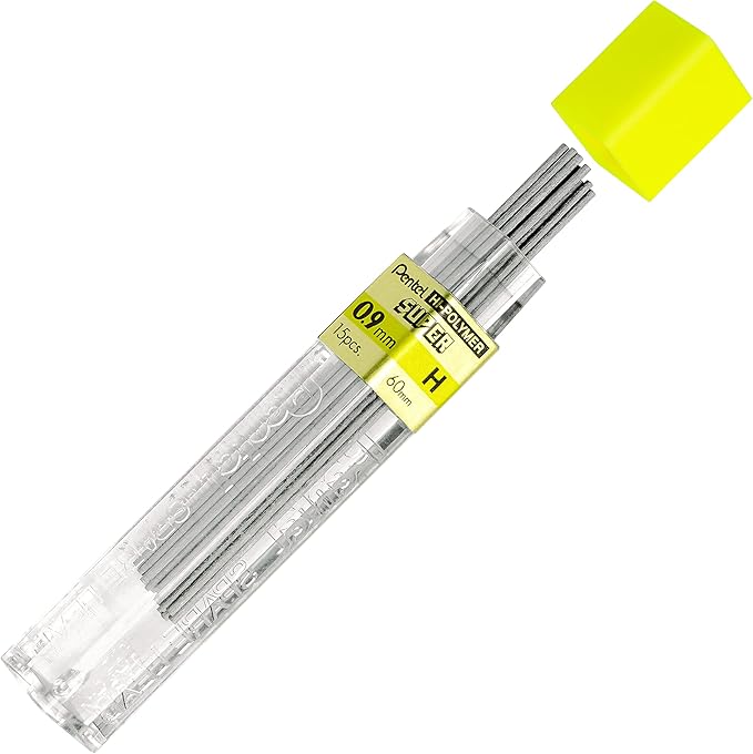 Pentel Super Hi-Polymer Lead Refill, 0.9mm Thick, H, 180 Pieces of Lead (50-9-H)