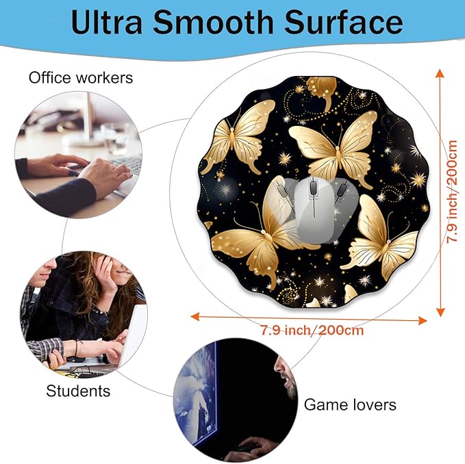 Pen Holder and Anti-Slip Mouse Pad Combination, Makeup Brush Storage Box, Tableware Storage Box, Suitable for Office and Home - Golden Butterfly