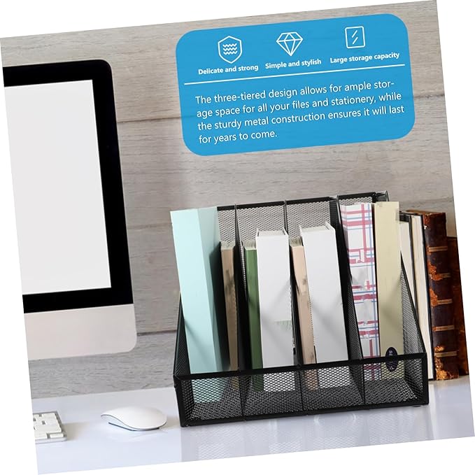 Luxshiny Iron Mesh Compartment File Holder Compartment Desk Organizer for Efficient Office Storage Iron Material for Home and Office Use