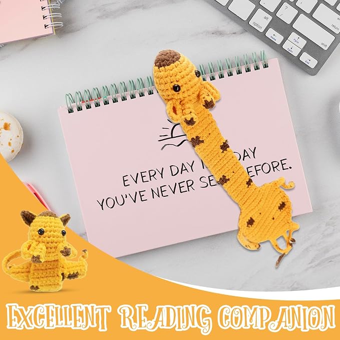 Sunoutdeeal 3D Hand-Crochet Animal Bookmarks Featuring Charming Personalized Designs, These Adorable Bookmarks Make Quirky Reading Companions.Gifts for Book Enthusiasts,Birthday,Book Club Members(cl)