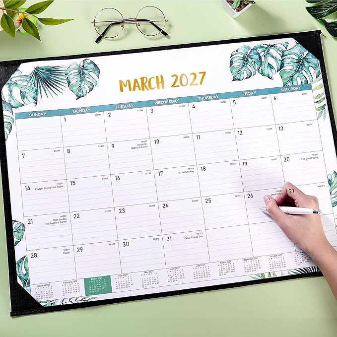 Desk Calendar 2026-2027 - Desk Calendar 2026-2027 Large 22'' x 17'', from July 2026 to December 2027, 18 Months Calendars with Protect Corner