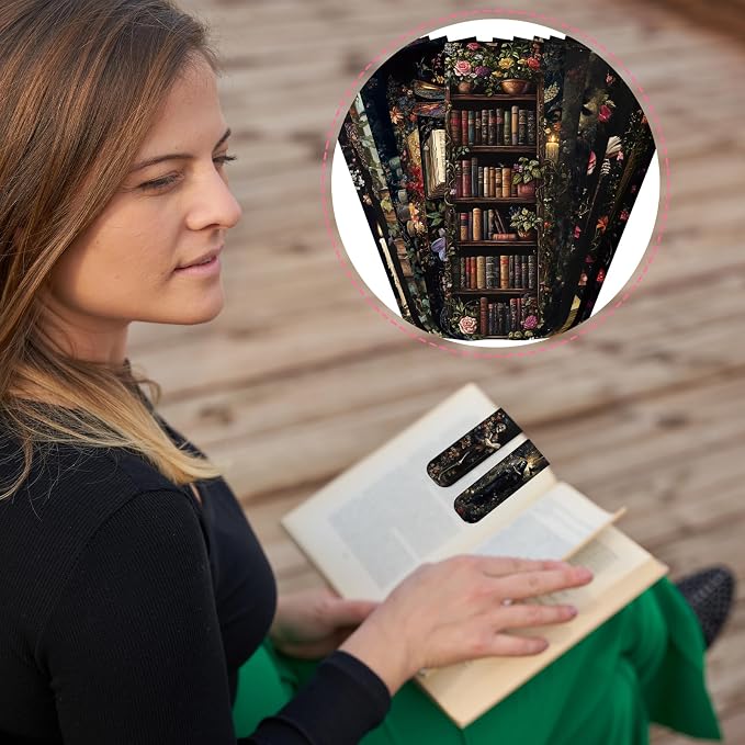 Dark Academia Magnetic Bookmark Gifts - Cosmisun 45 Pcs Vintage Gothic Magnetic Bookmarks Witchy Skull Cat Owl Book Marks Page Magnets Marker Clip for Book Lovers Students Teacher Reading Bookis Gift