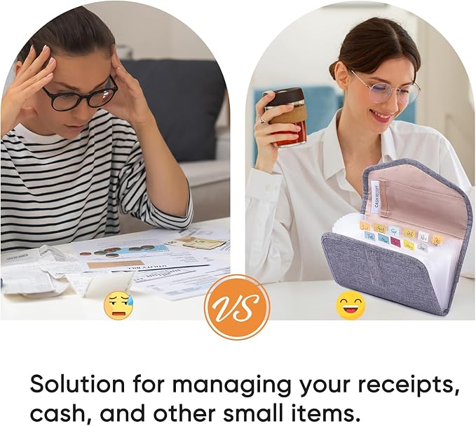 Fabric Receipt Organizer 7X5 - Receipt Holder 12 Pockets - Money Organizer - Elegant Receipt Holder - Coupon Holder - Cash Organizer - Envelope Organizer - Small Accordion File Organizer